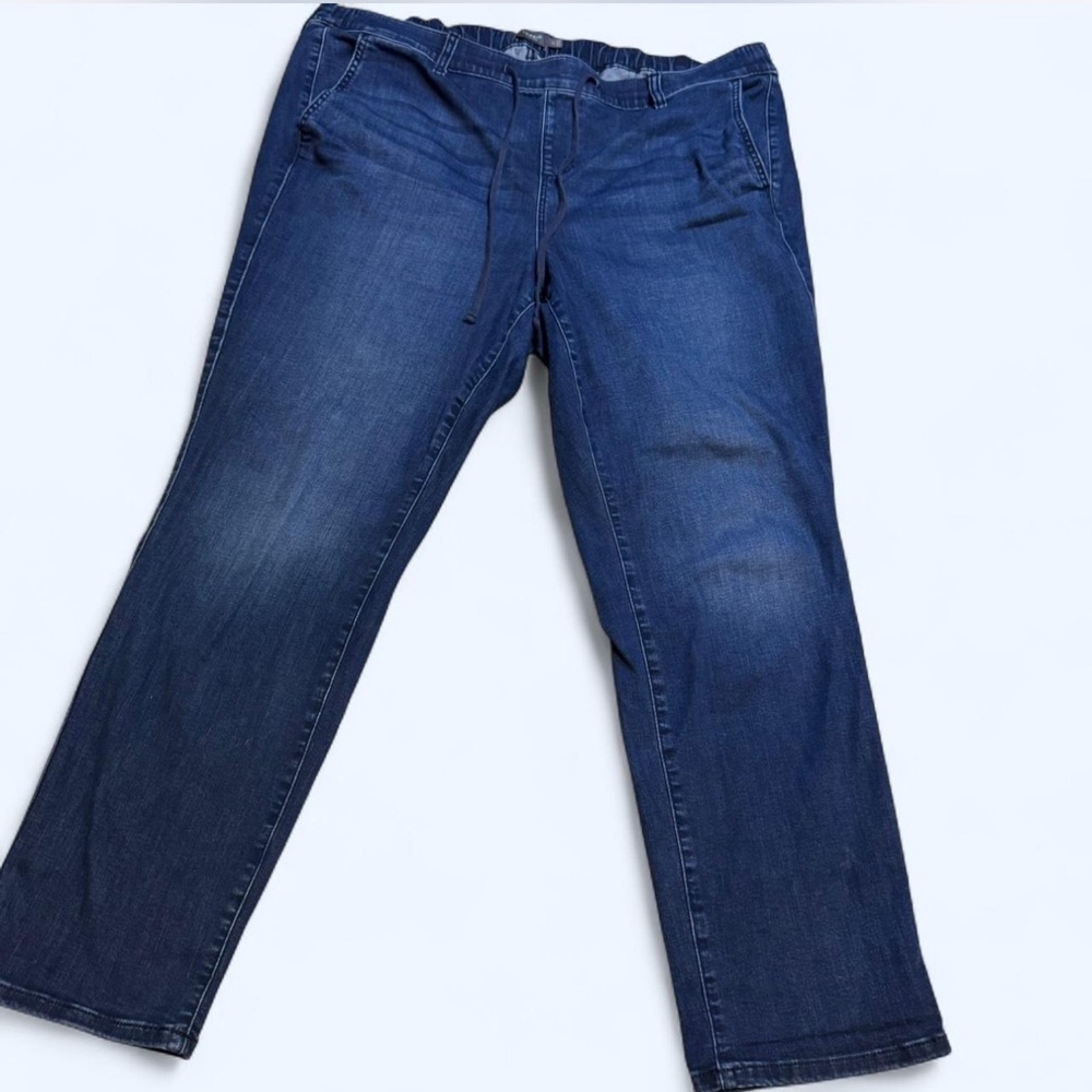 Torrid Dark Blue Straight Leg Jeans partial drawstring waist size 3x